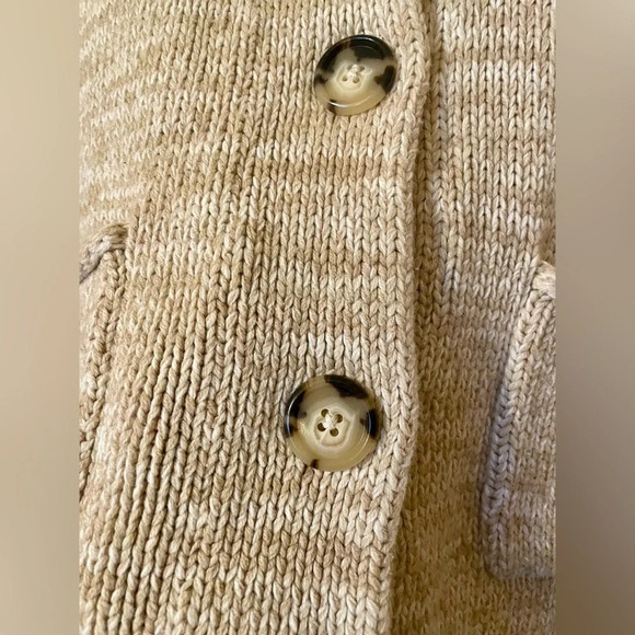 Liz Claiborne Oatmeal Beige Cardigan Size S Petite Buttons Pockets Mock Neck - Picture 5 of 8